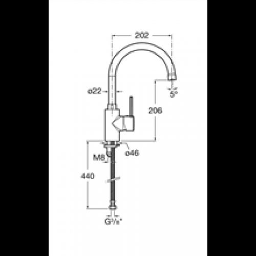 Robinet mitigeur de cuisine bec incurvé Targa Roca