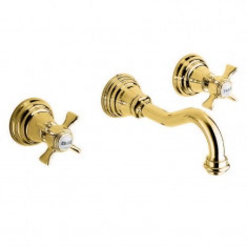 Robinet mélangeur lavabo mural 3 trous CHAMBORD Doré – Cristina Ondyna CH11452