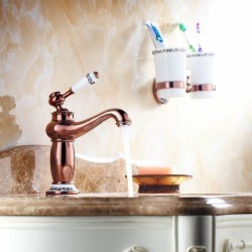 Robinet moderne monobloc à levier unique lavabo Rose gold