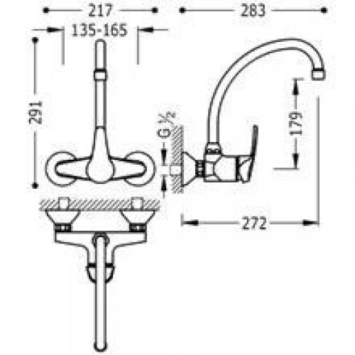 Robinet mural courbé ECO-TRES