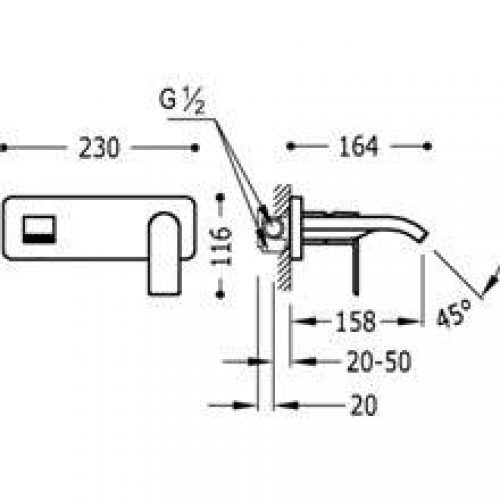 Robinet mural de lavabo Loft-Tres bec cascade