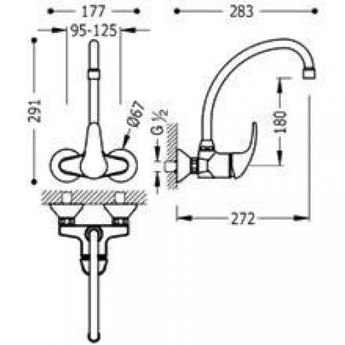 Robinet mural excentricité MONO-TRES 2000