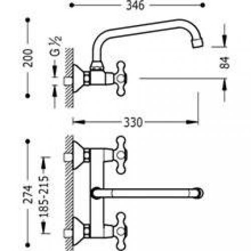 Robinet mural mélangeur manuel CLASSIC-TRES