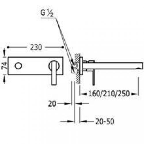 Robinet murale anti-calcaire 25cm LEX-TRES
