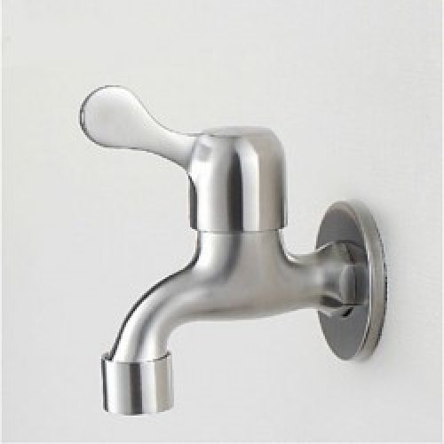 Robinet à poignée simple monté sur la paroi de lavabo ou robinet de jardin en acier inoxydable