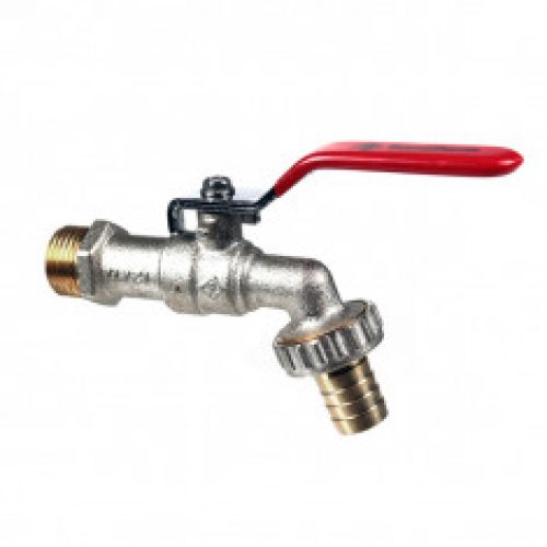 Robinet puisage 1/4 de tour à sphère Poignée plate Chrome – Mâle 1/2&Prime; – Nez Mâle 3/4 »