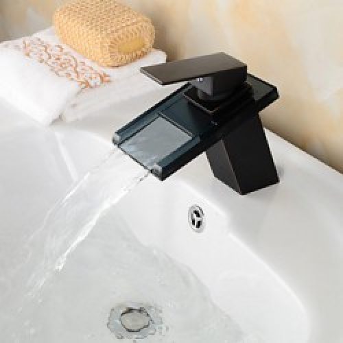 Robinet salle de bain cascade fini en bronze huilé pour un style contemporain (poignée unique)