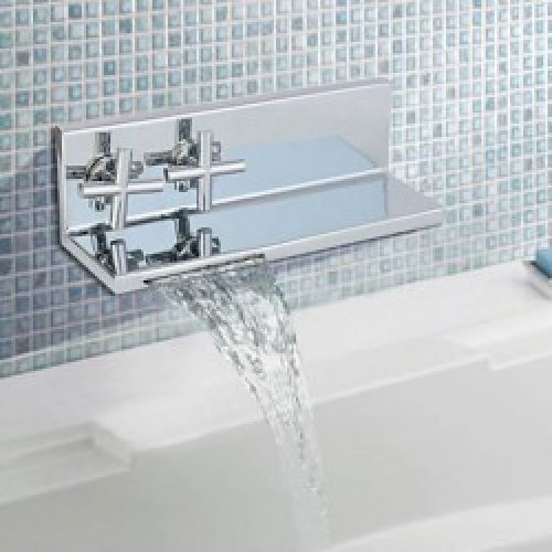 Robinet salle de bain à fixation murale, design contemporain en forme d’étagère