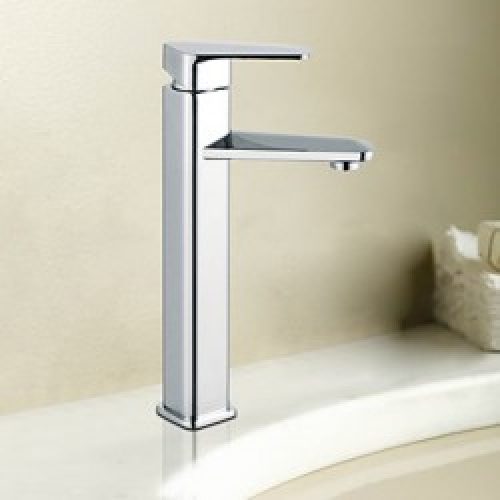 Robinet salle de bain à poignée unique massif, robinet style contemporain fini en laiton avec mitigeur intégré