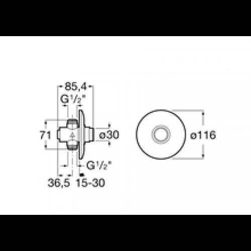 Robinet temporisé vanne droite Instant Roca