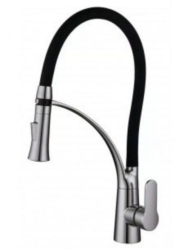 Robinet évier avec douchette extractible nickel brossé/noir HUDOR 005