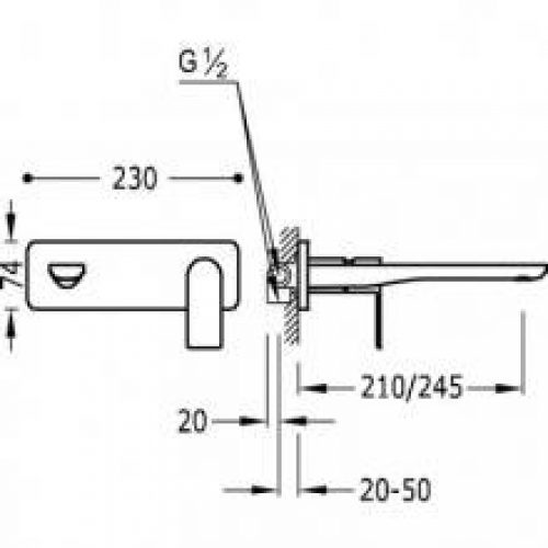 Robinetterie mural 24,5 cm TRES LOFT