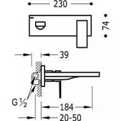 Robinetterie murale 18,5 cm CUADRO-TRES