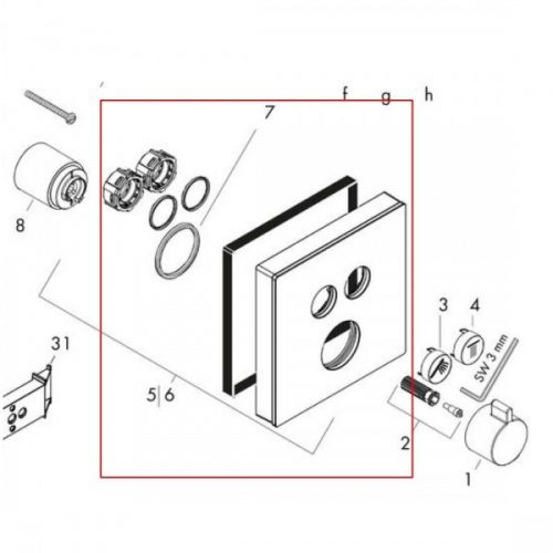 Rosace 155mm pour Robinet Encastrable 15738400 Hansgrohe ShowerSelect Blanc/Chromé