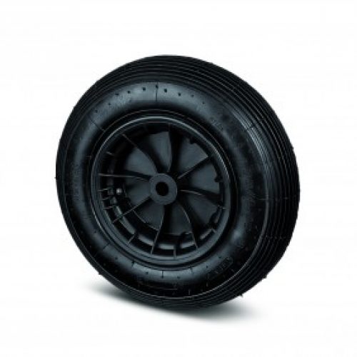 Roue de brouette – corps en polypro – moyeu lisse – noir