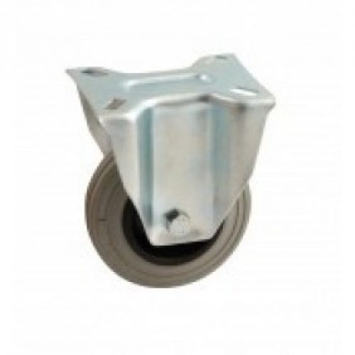 Roulette à bandage caoutchouc gris à platine fixe