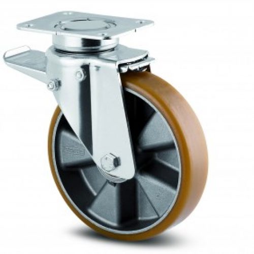Roulette pivotante à blocage total – 137×105 mm – charges lourdes – Delta