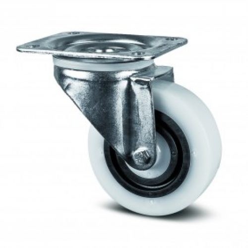Roulette pivotante à platine – polyamide et caoutchouc élastique – Synthec