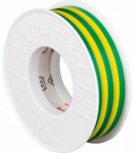 Rubant isolant pour l&rsquo;electricite vert-jaune largeur 15 mm longueur 10 metres