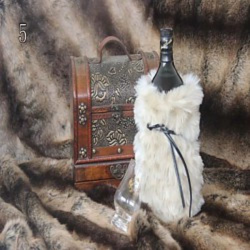 Sac de vin en fourrure et cuir Beige