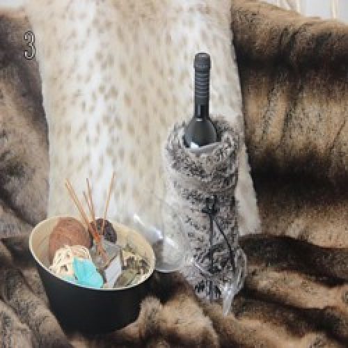 Sac de vin en fourrure et cuir Marron