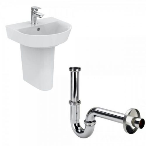 Salle de Bain Pas Cher Lave-mains Siphon et colonne lavabo