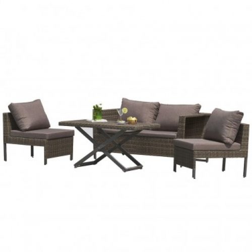 Salon de jardin DCB GARDEN MODULO 4 places alu/résine tressée – MARRON