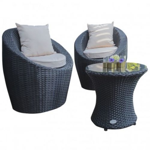 Salon de jardin DCB GARDEN TOTEM FIDJI 2 places en résine tressée – NOIR