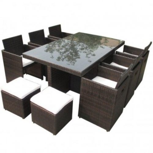 Salon de jardin encastrable DCB GARDEN 10 places avec plateau en verre – CHOCOLAT