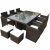 Salon de jardin encastrable DCB GARDEN 10 places avec plateau en verre – CHOCOLAT