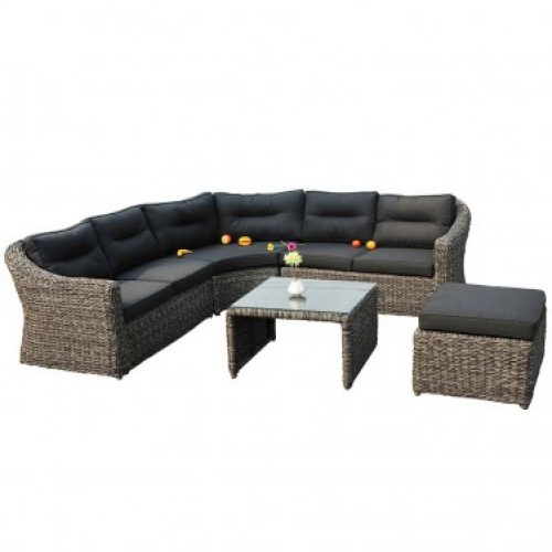 Salon de jardin PARIS GARDEN BAHAMAS 6 places en résine tressée – GRIS