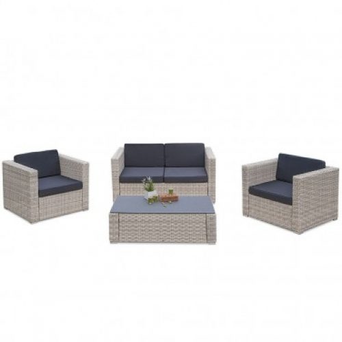 Salon de jardin PARIS GARDEN OCEANE 4 places en résine tressée – CREME