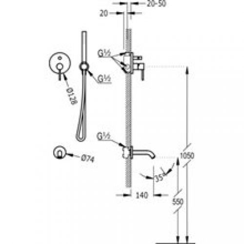 Set de douche Rose 2 voies TRES STUDY