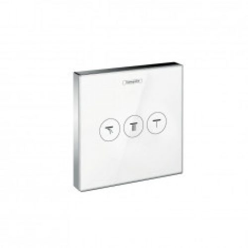 Set de finition en verre Robinet d&rsquo;arrêt ShowerSelect E pour 3 fonctions blanc/Chromé Hansgrohe