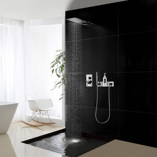 Set  pour la douche CZT050-2 avec applique murale, support, tablette de rangement, douchette & flexible