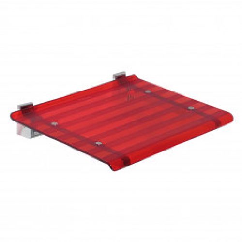 Siège de douche LEO rouge transparent