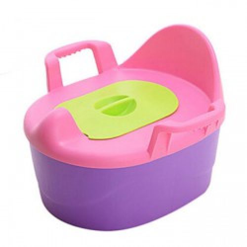 Siège de toilettes avec tapis pour enfants en plastique rose et violet