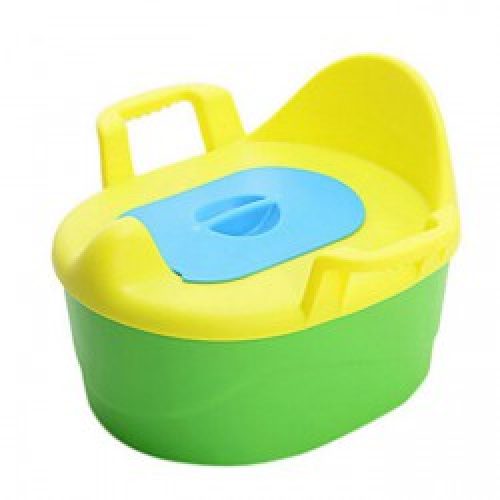 Siège de toilettes avec tapis pour enfants en plastique vert et orange