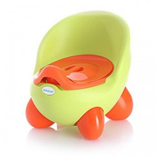 Siège de toilettes contemporain en plastique vert et orange pour enfants