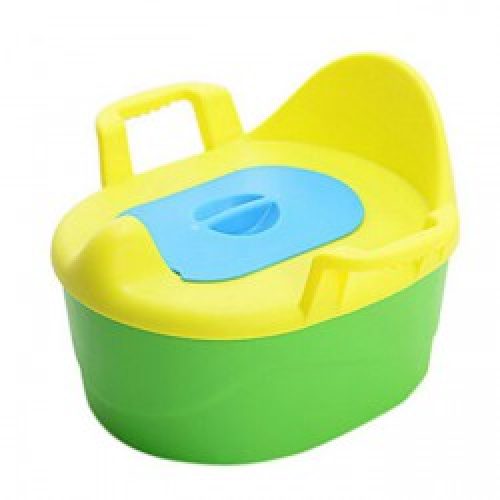 Siège de toilettes en plastique vert et jaune pour enfants