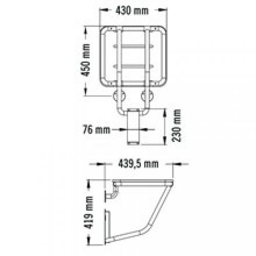Siège fixé au mur lattes phénoliques Mediclinics