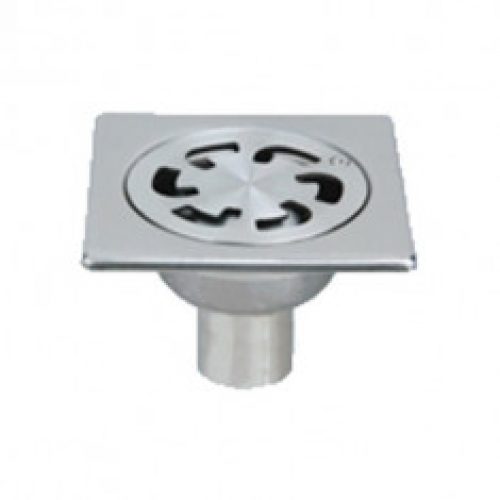 Siphon de sol inox Solusec 100×100 mm – sortie verticale Ø40