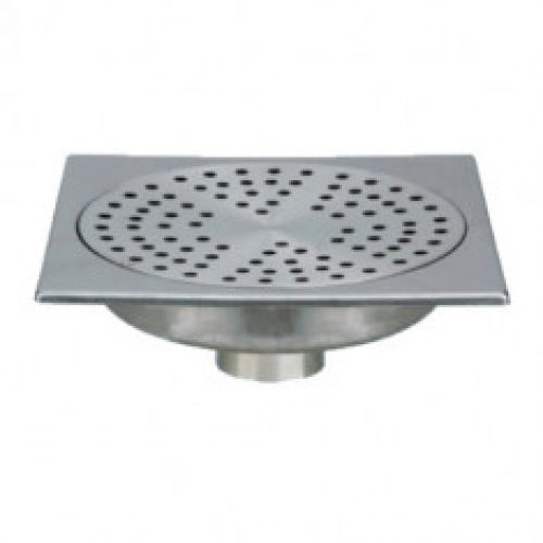 Siphon de sol inox Solusec 150×150 mm – sortie verticale Ø50