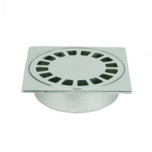 Siphon de sol laiton Solusec 100×100 mm – sortie verticale Ø40