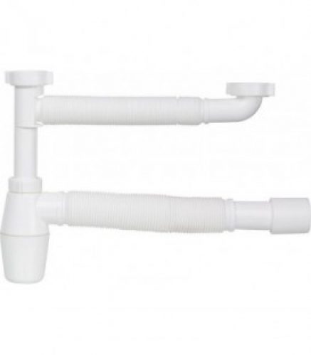 Siphon double DN40 (1 1/2&Prime;), Dim.: 40-50mm plastique blanc