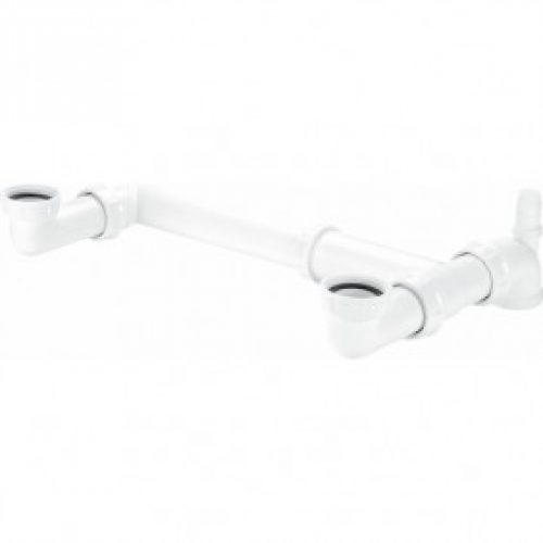 Siphon gain de place pour évier double cuves