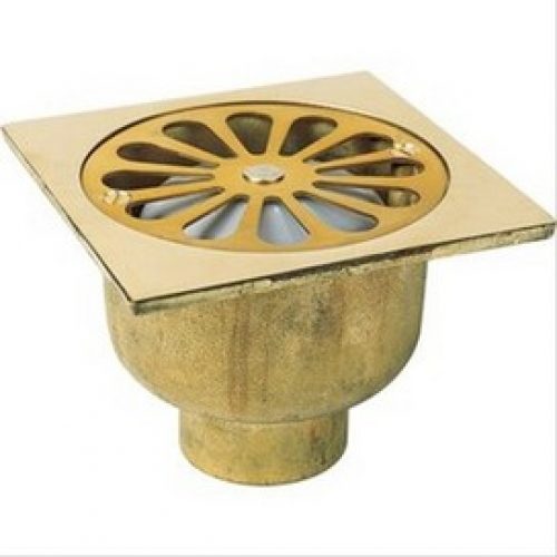 Siphon laiton sortie verticale Ø 43 mm 100×100 poli