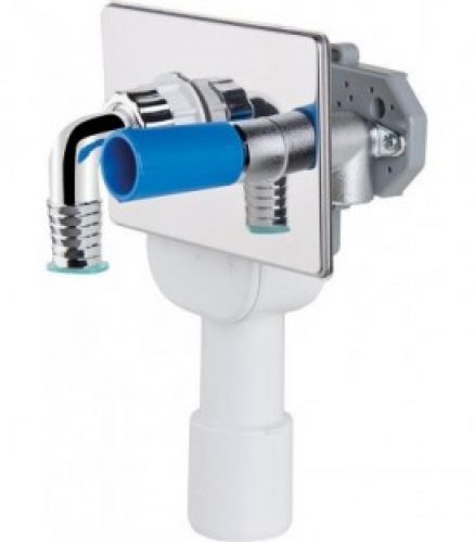 Siphon machine à laver combiné encastré plaque recouvrement inox – DN15 tube raccordement NW 40/50 mm