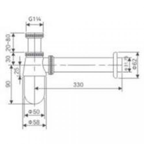 Siphon visible rond lavabo ou bidet IMEX