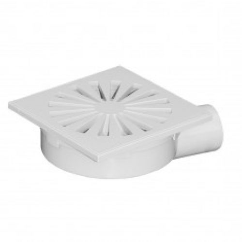 Siphonette 150x150mm sortie horizontale Ø50 – Grille ABS